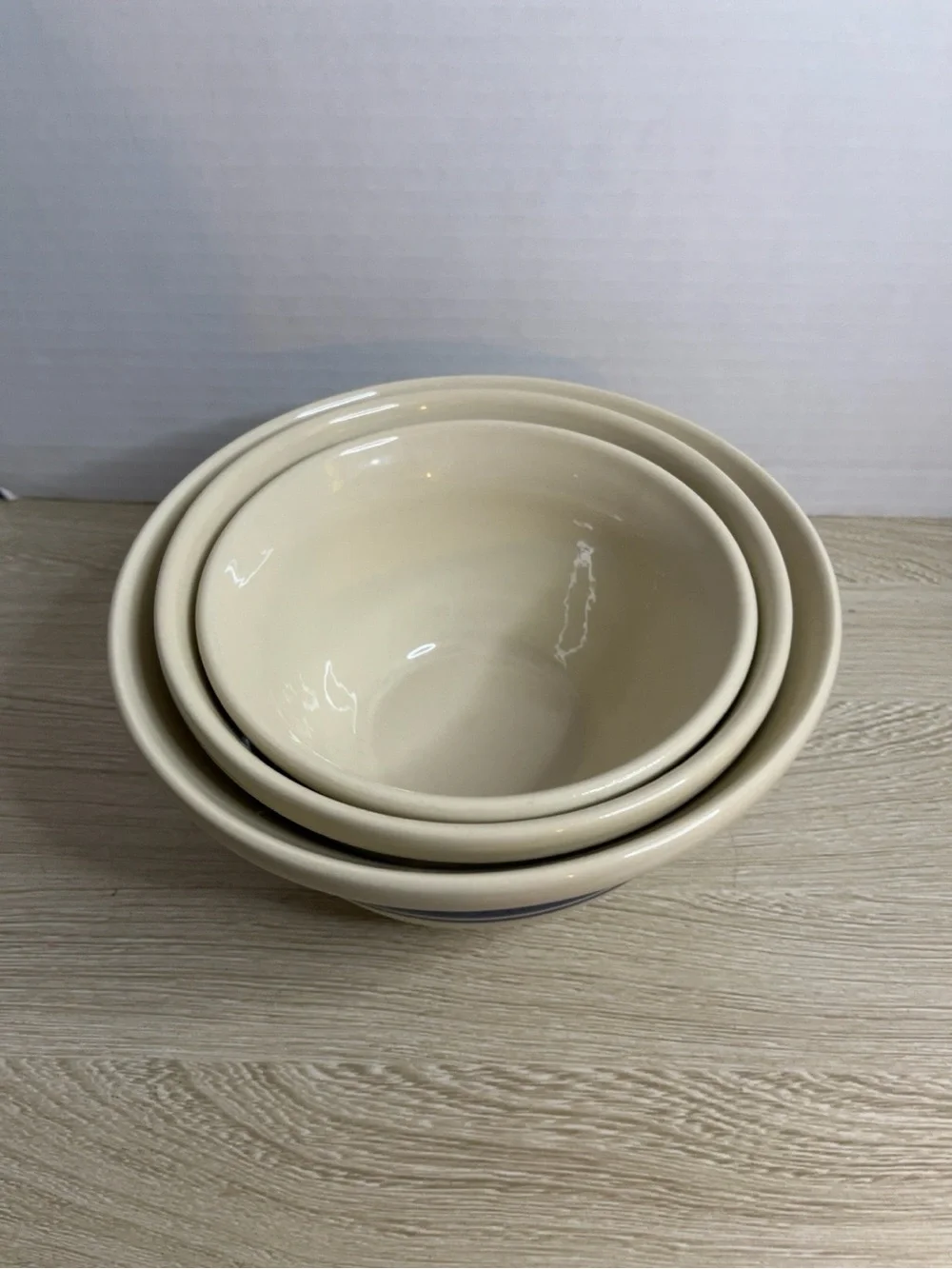 Mccoy Cream Ceramic Nesting Mixing Bowls - 3 Pc Set